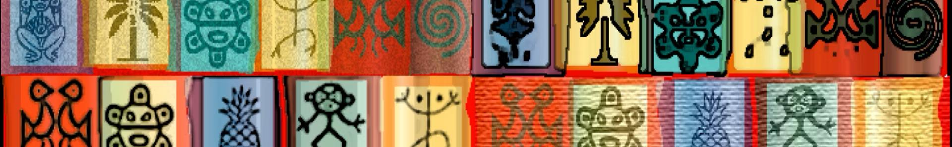 The image is a collage of various colorful squares, each containing a unique design or symbol.